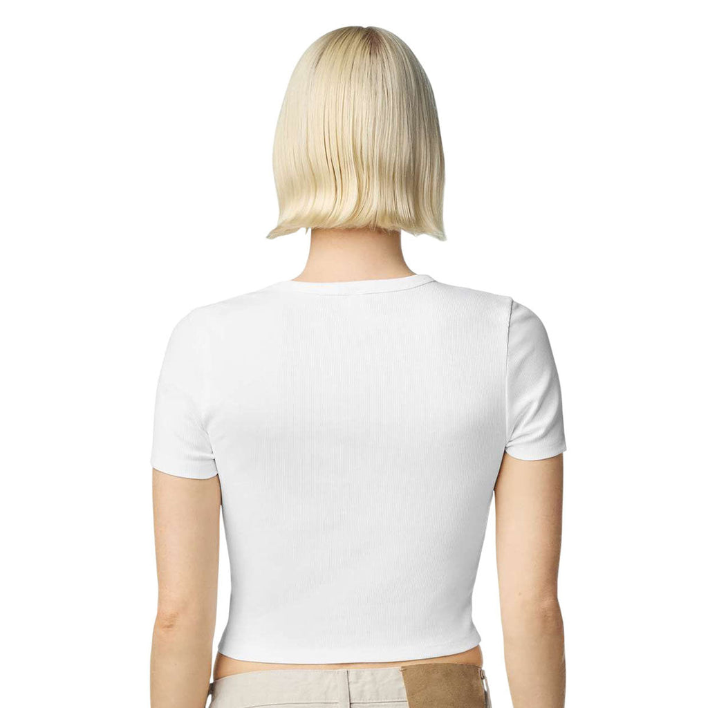 American Apparel Women's White Baby Rib Cropped Tee