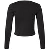 American Apparel Women's Black Baby Rib Long Sleeve Cropped Tee