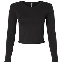 American Apparel Women's Black Baby Rib Long Sleeve Cropped Tee