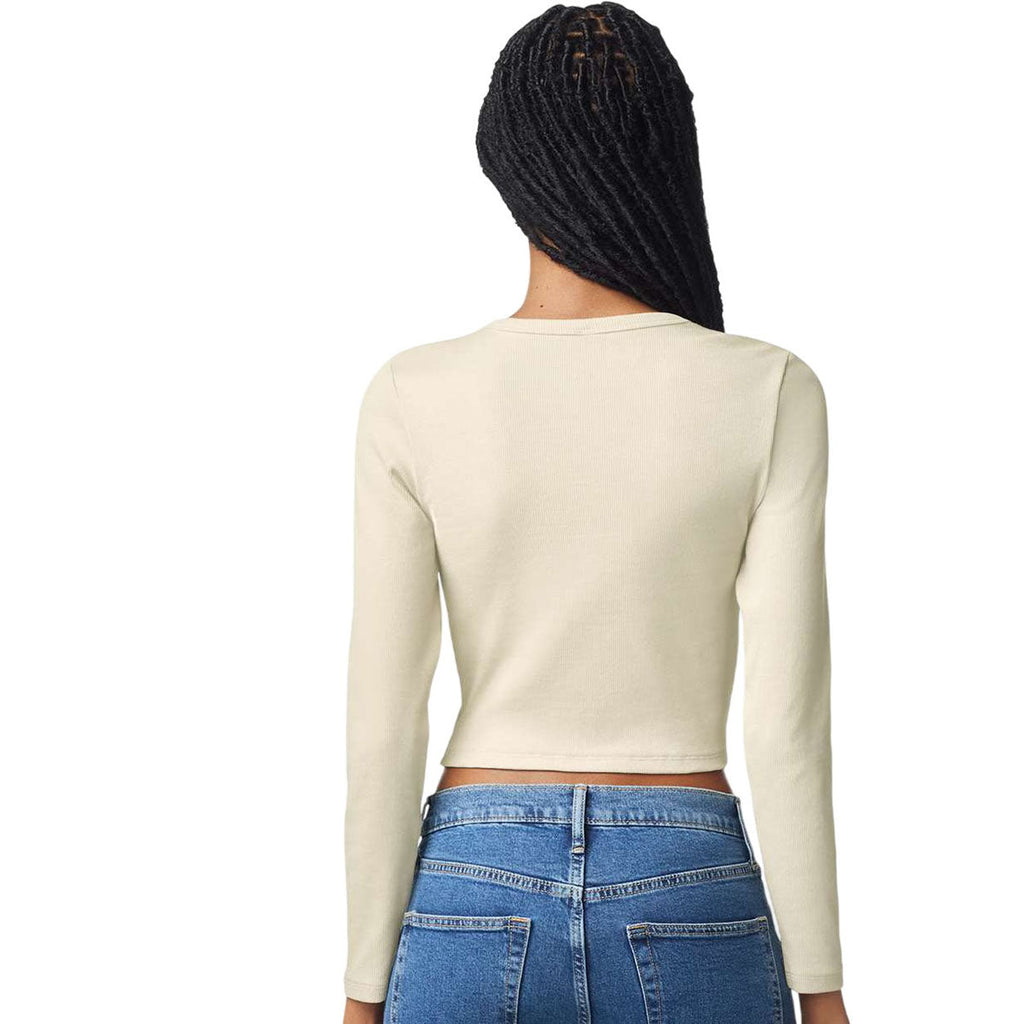 American Apparel Women's Bone Baby Rib Long Sleeve Cropped Tee