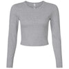 American Apparel Women's Heather Grey Baby Rib Long Sleeve Cropped Tee