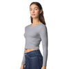 American Apparel Women's Heather Grey Baby Rib Long Sleeve Cropped Tee