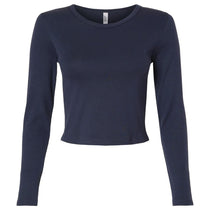 American Apparel Women's Navy Baby Rib Long Sleeve Cropped Tee