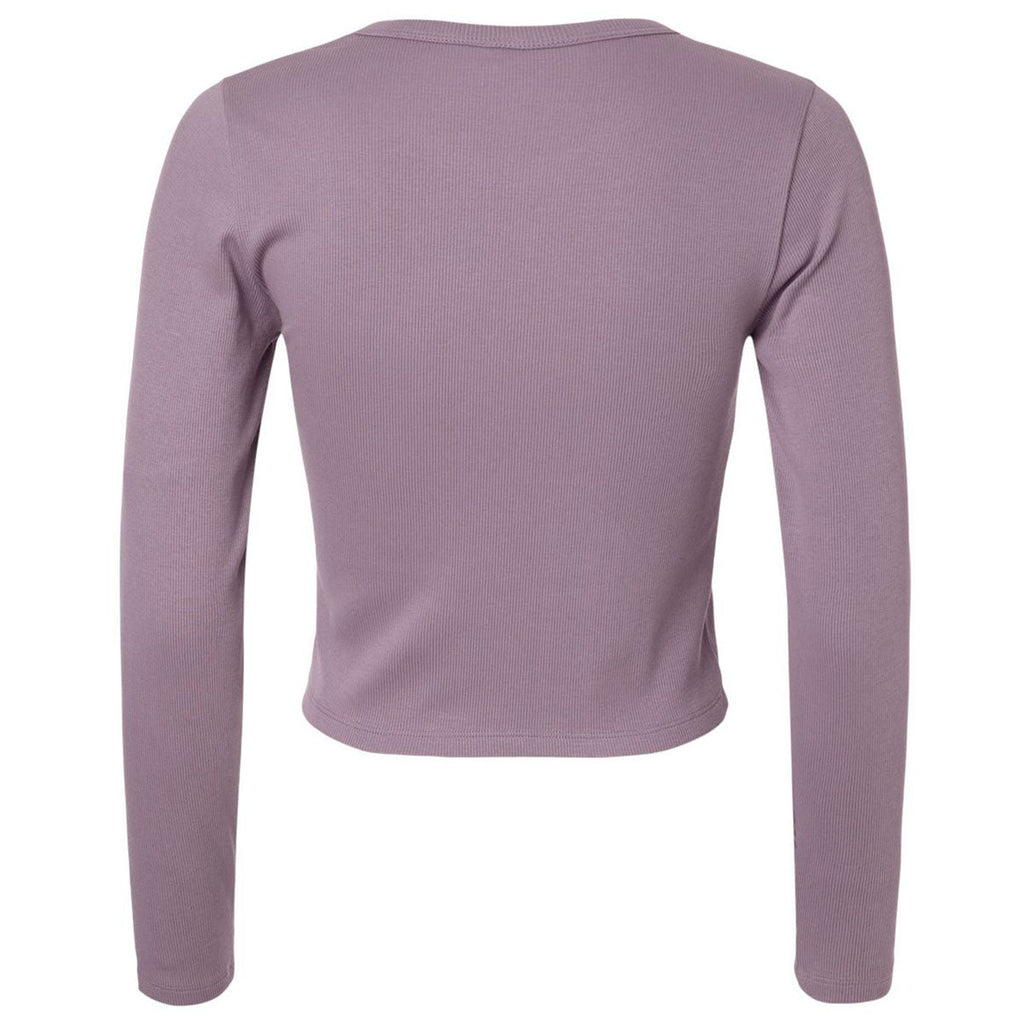 American Apparel Women's Smokey Violet Baby Rib Long Sleeve Cropped Tee