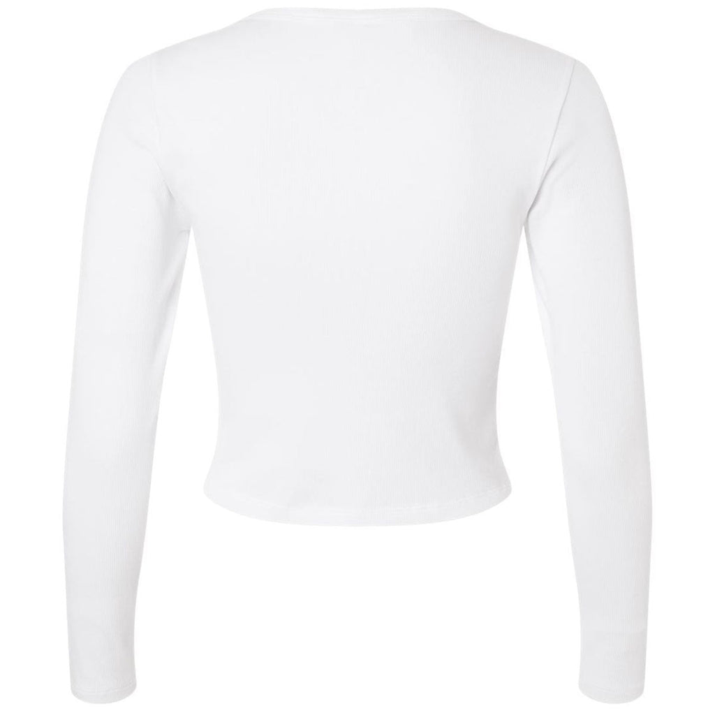 American Apparel Women's White Baby Rib Long Sleeve Cropped Tee