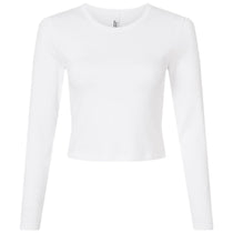 American Apparel Women's White Baby Rib Long Sleeve Cropped Tee