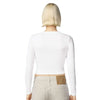 American Apparel Women's White Baby Rib Long Sleeve Cropped Tee