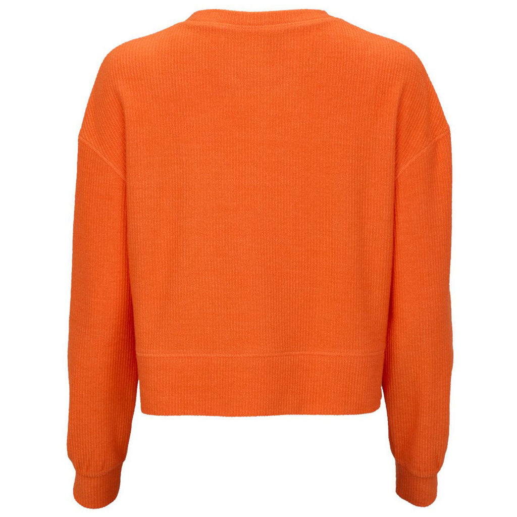 Boxercraft Women's Orange Ribbed Knit Cropped Boxy Crew