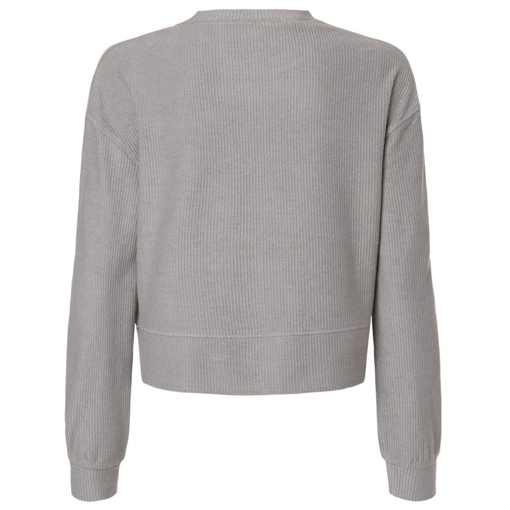 Boxercraft Women's Oxford Ribbed Knit Cropped Boxy Crew