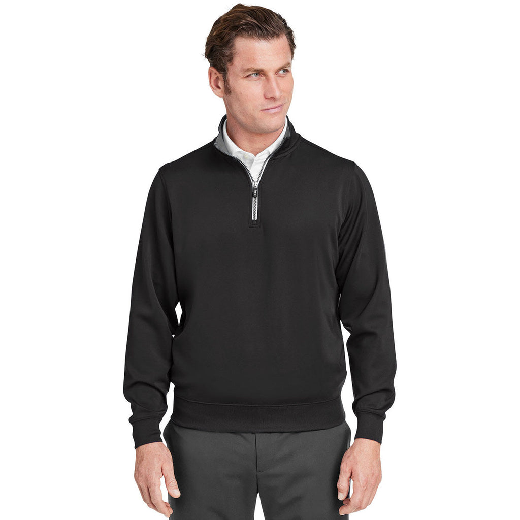 Fairway & Greene Men's Black/Dark Shadow Grey Heather Caves Quarter-Zip Tech Pullover