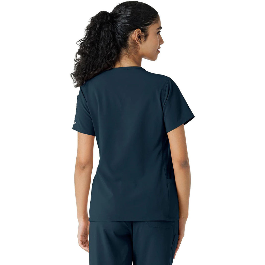 Carhartt Women's Navy Knit Panel Scrub Top