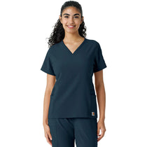 Carhartt Women's Navy Knit Panel Scrub Top