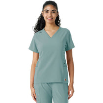 Carhartt Women's Summer Blue Knit Panel Scrub Top