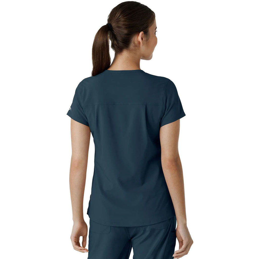 Carhartt Women's Navy Blue One-Pocket Tuck-In Scrub Top