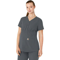 Carhartt Women's Pewter Four-Pocket Henley Maternity Top