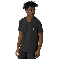 Carhartt Men's Black Three-Pocket V-Neck Scrub Top