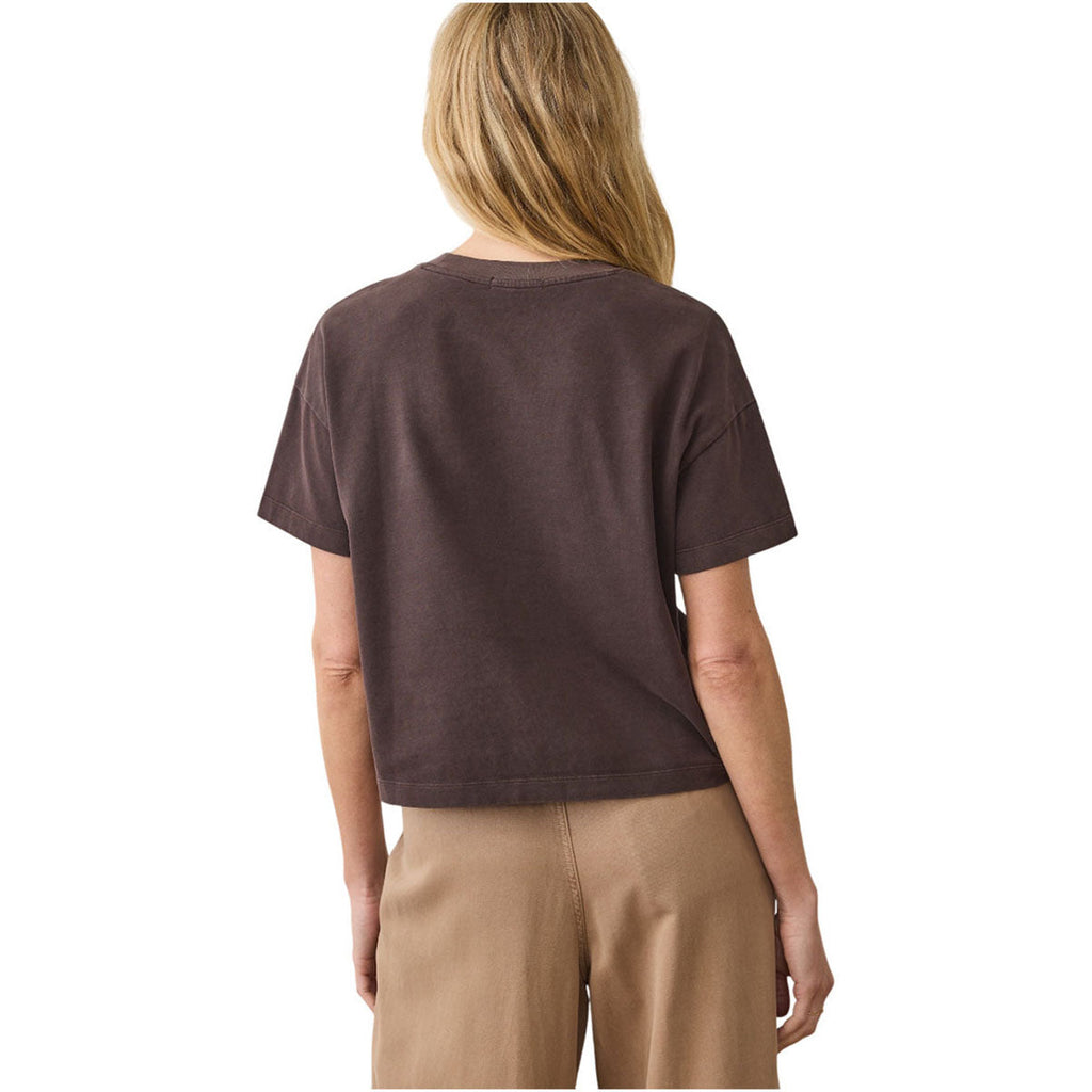 Marine Layer Women's Brown Luxe Sueded Tee
