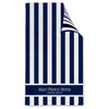 The Magnet Group Navy Blue Double Sided Cabana Stripe Beach Towel