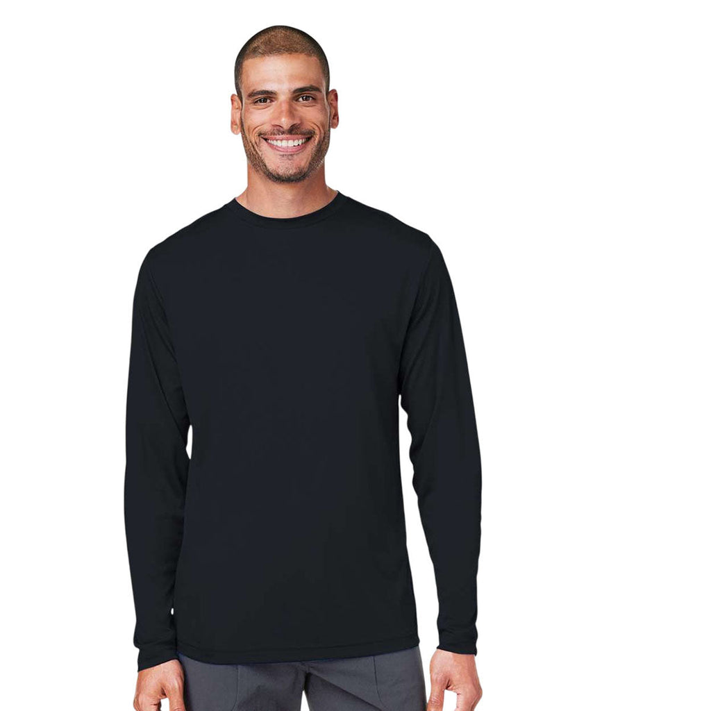Core 365 Unisex Black Capital Long Sleeve Performance T-Shirt