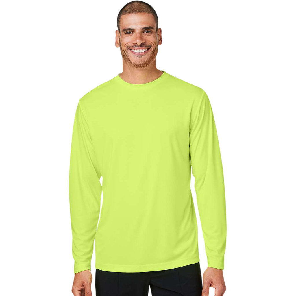 Core 365 Unisex Safety Yellow Capital Long Sleeve Performance T-Shirt