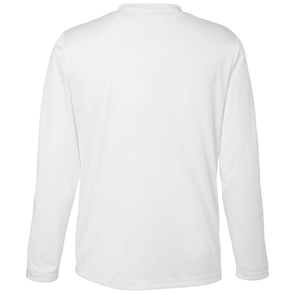 Core 365 Unisex White Capital Long Sleeve Performance T-Shirt