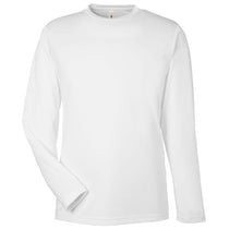 Core 365 Unisex White Capital Long Sleeve Performance T-Shirt