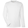 Core 365 Unisex White Capital Long Sleeve Performance T-Shirt