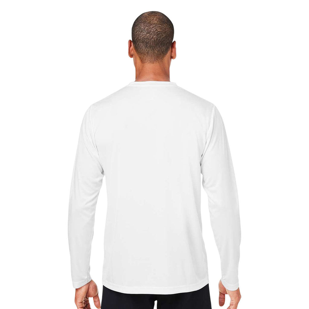 Core 365 Unisex White Capital Long Sleeve Performance T-Shirt