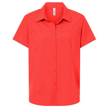 Core 365 Women's Marina Red UltraUVP Shoreline Short Sleeve Staff Shirt