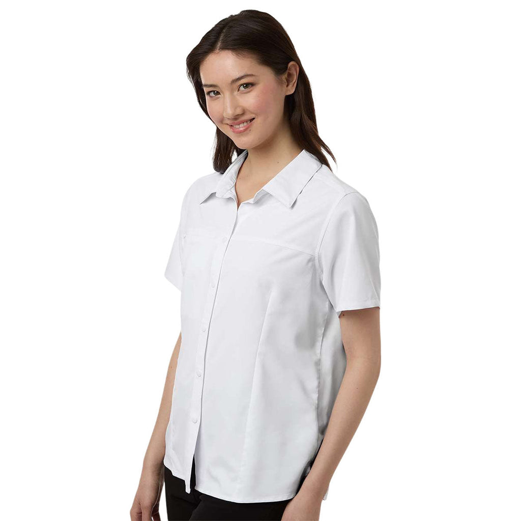 Core 365 Women's White UltraUVP Shoreline Short Sleeve Staff Shirt