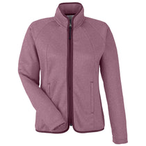 Core 365 Women's Burgundy/White Venture Heathered Stripe Full-Zip