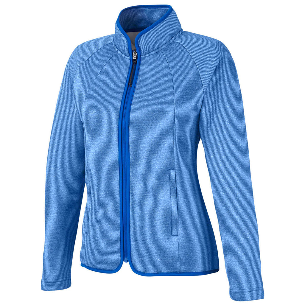 Core 365 Women's True Royal/White Venture Heathered Stripe Full-Zip