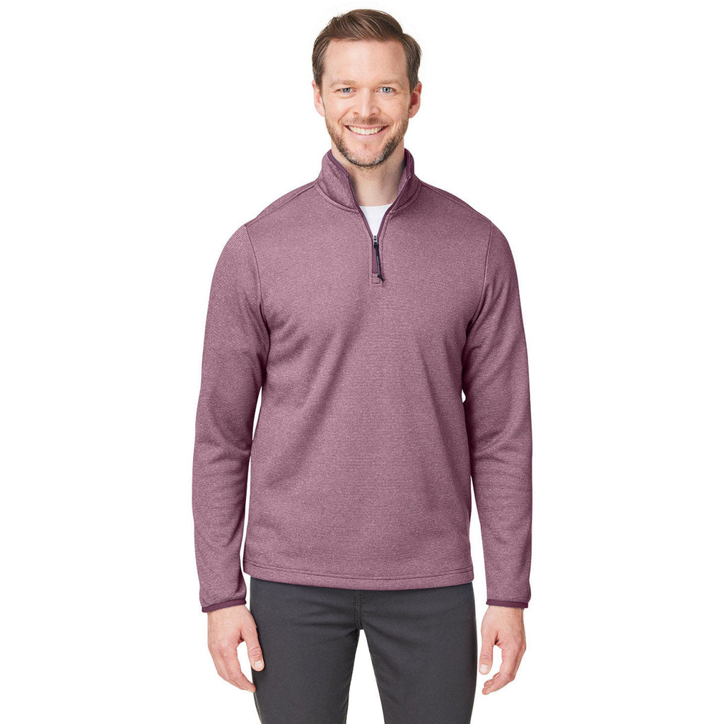 Core 365 Men's Burgundy/White Venture Heathered Stripe Quarter-Zip