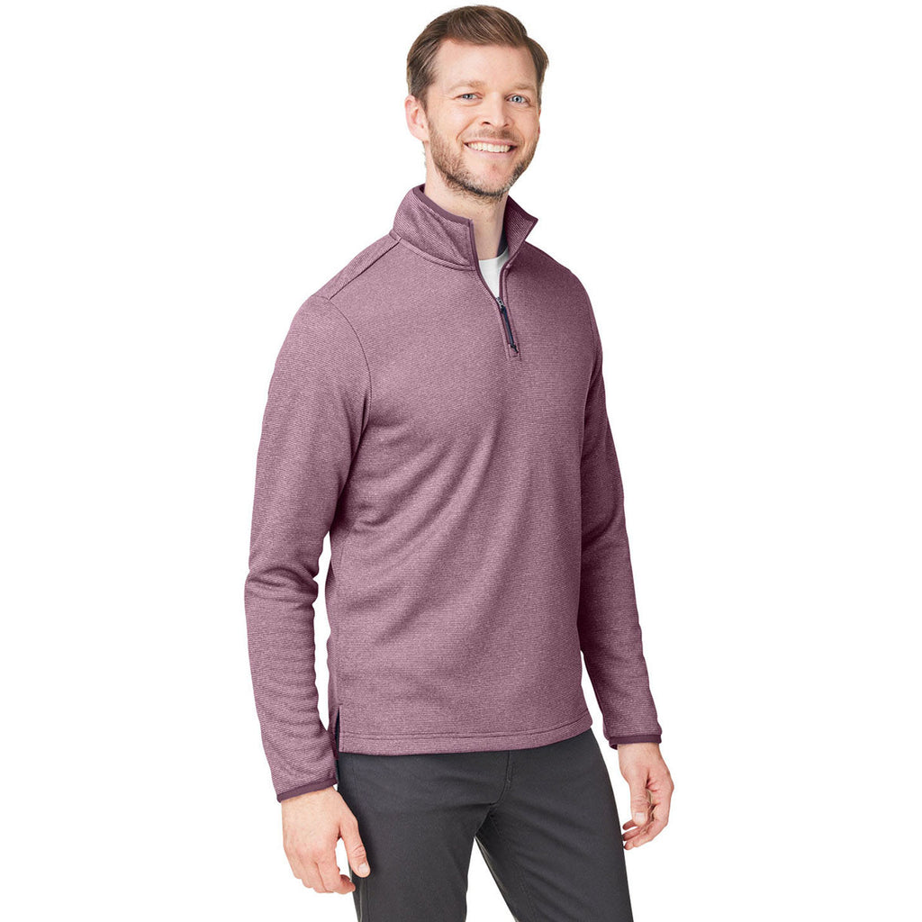 Core 365 Men's Burgundy/White Venture Heathered Stripe Quarter-Zip