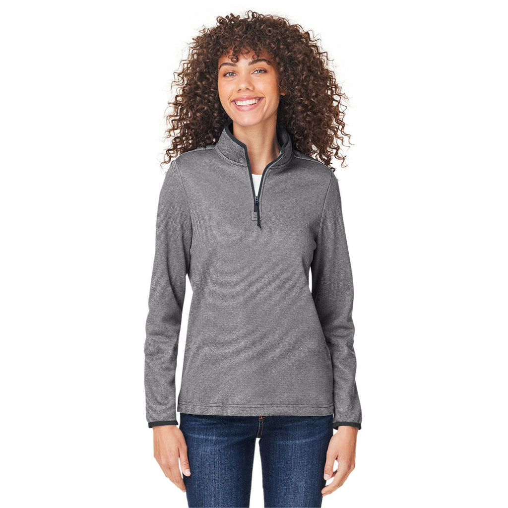 Core 365 Women's Black/White Venture Heathered Stripe Quarter-Zip