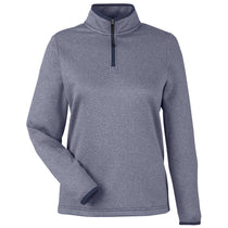 Core 365 Women's Classic Navy/White Venture Heathered Stripe Quarter-Zip