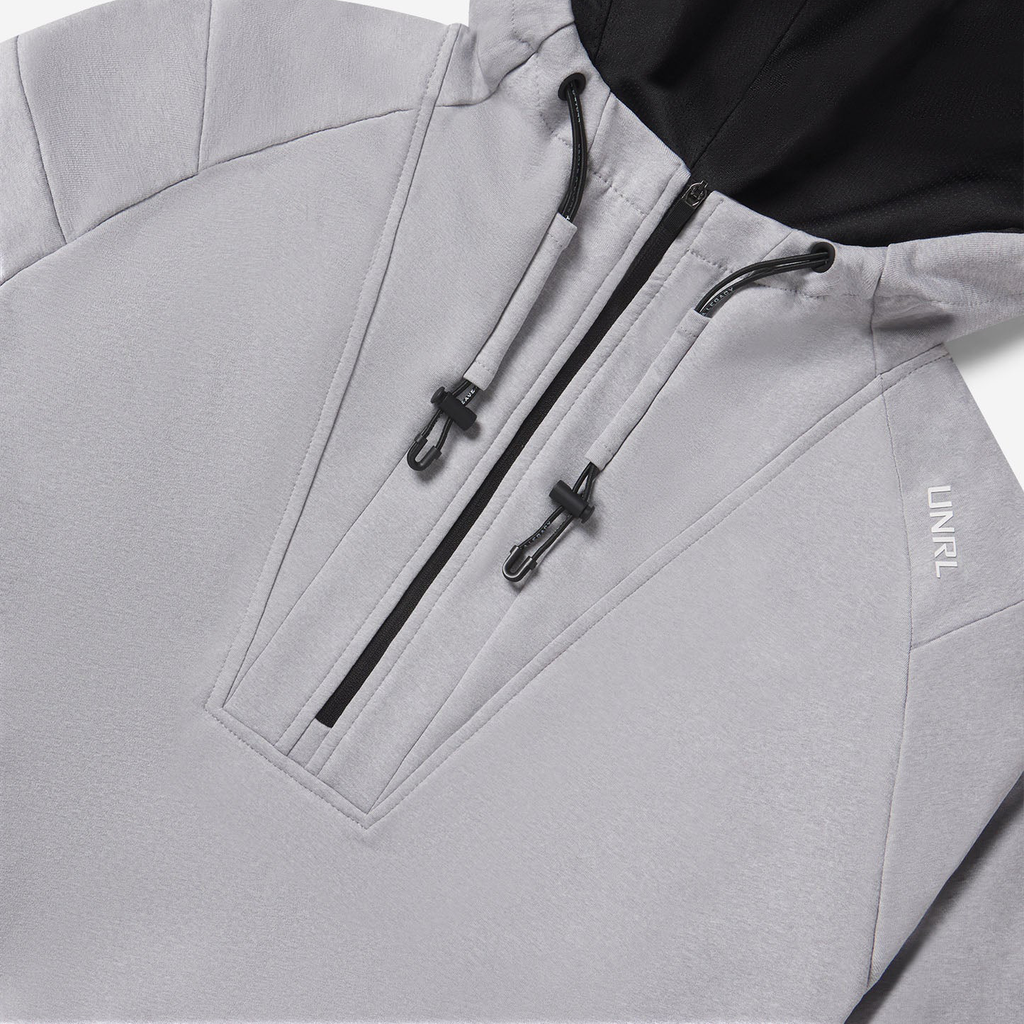 UNRL Men's Heather Gray Crossover Half-Zip Hoodie