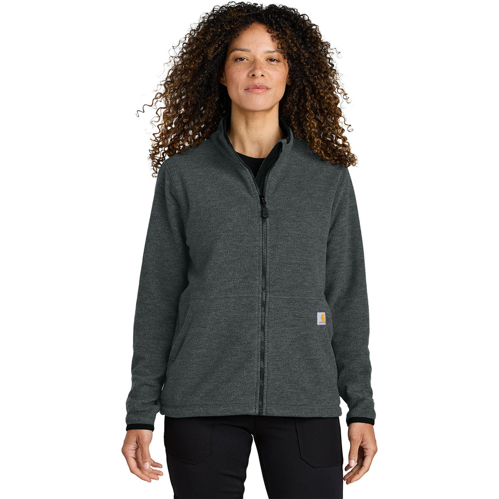 Carhartt Women's Carbon Heather Textured Full-Zip Fleece Jacket