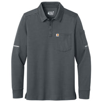 Carhartt Men's Pewter FLD & RSCU Long Sleeve Polo