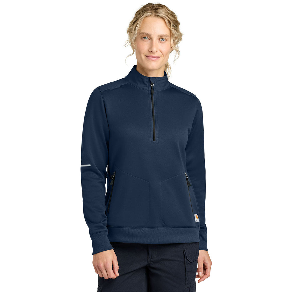 Carhartt Women's Dark Navy FLD & RSCU 1/2-Zip Mid-Layer