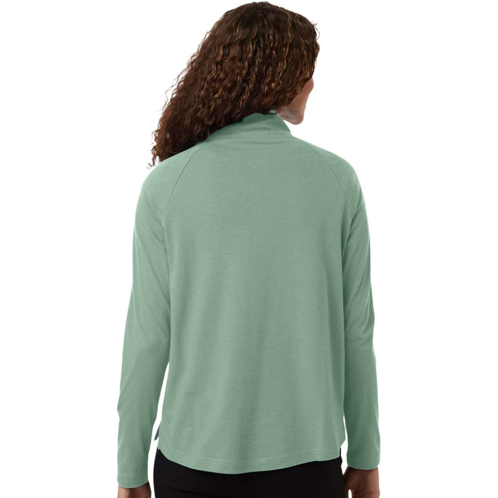 Devon & Jones Women's Balsam Green Seaton Pebble Textured Quarter-Zip Pullover