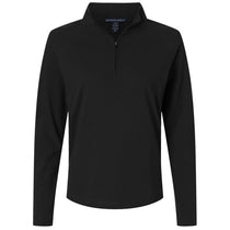 Devon & Jones Women's Black Seaton Pebble Textured Quarter-Zip Pullover