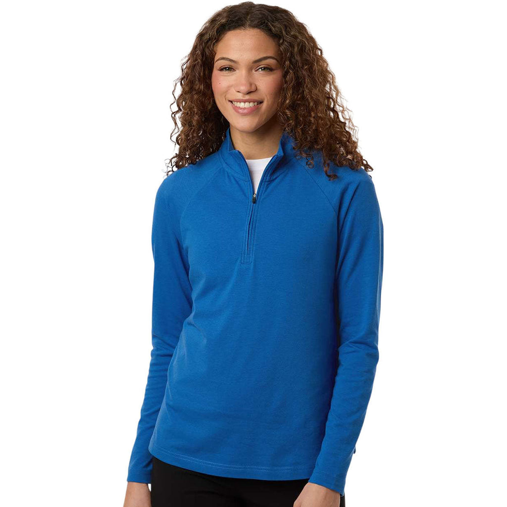 Devon & Jones Women's French Blue Seaton Pebble Textured Quarter-Zip Pullover