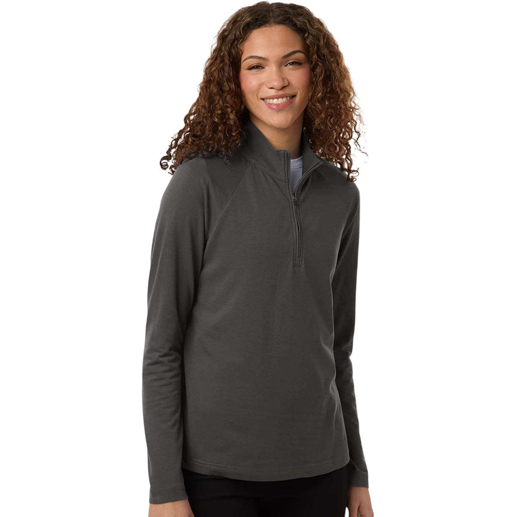 Devon & Jones Women's Graphite Seaton Pebble Textured Quarter-Zip Pullover