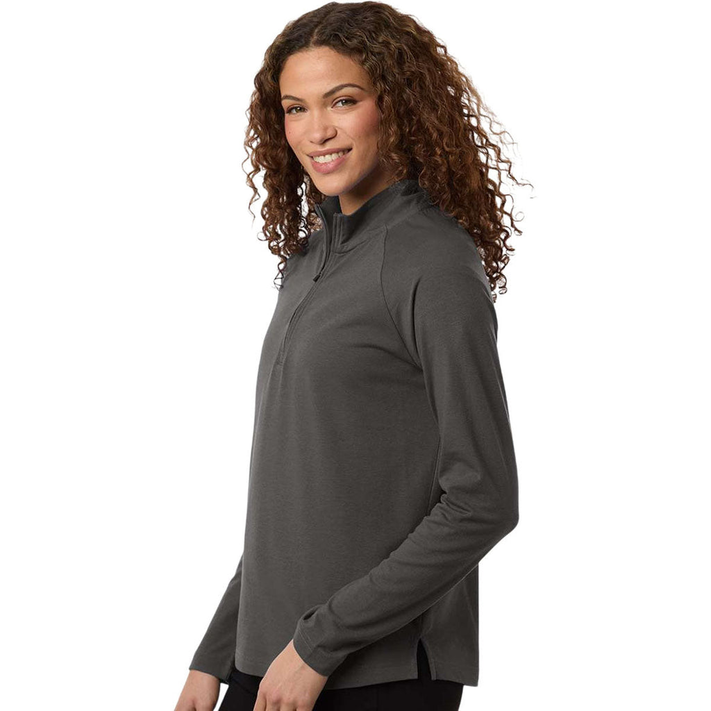 Devon & Jones Women's Graphite Seaton Pebble Textured Quarter-Zip Pullover