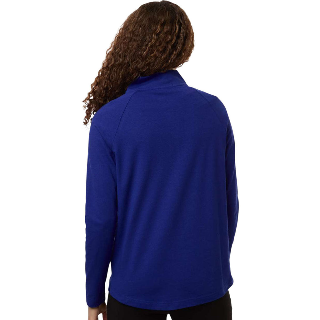 Devon & Jones Women's Midnight Royal Seaton Pebble Textured Quarter-Zip Pullover