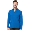 Devon & Jones Men's French Blue Raleigh Stretch Quarter-Zip Pullover