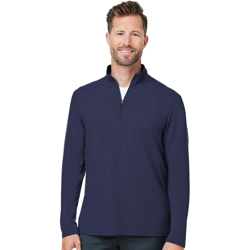 Devon & Jones Men's Navy Raleigh Stretch Quarter-Zip Pullover