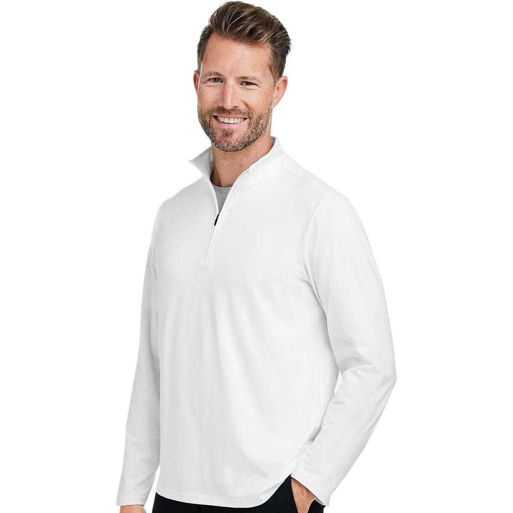 Devon & Jones Men's White Raleigh Stretch Quarter-Zip Pullover