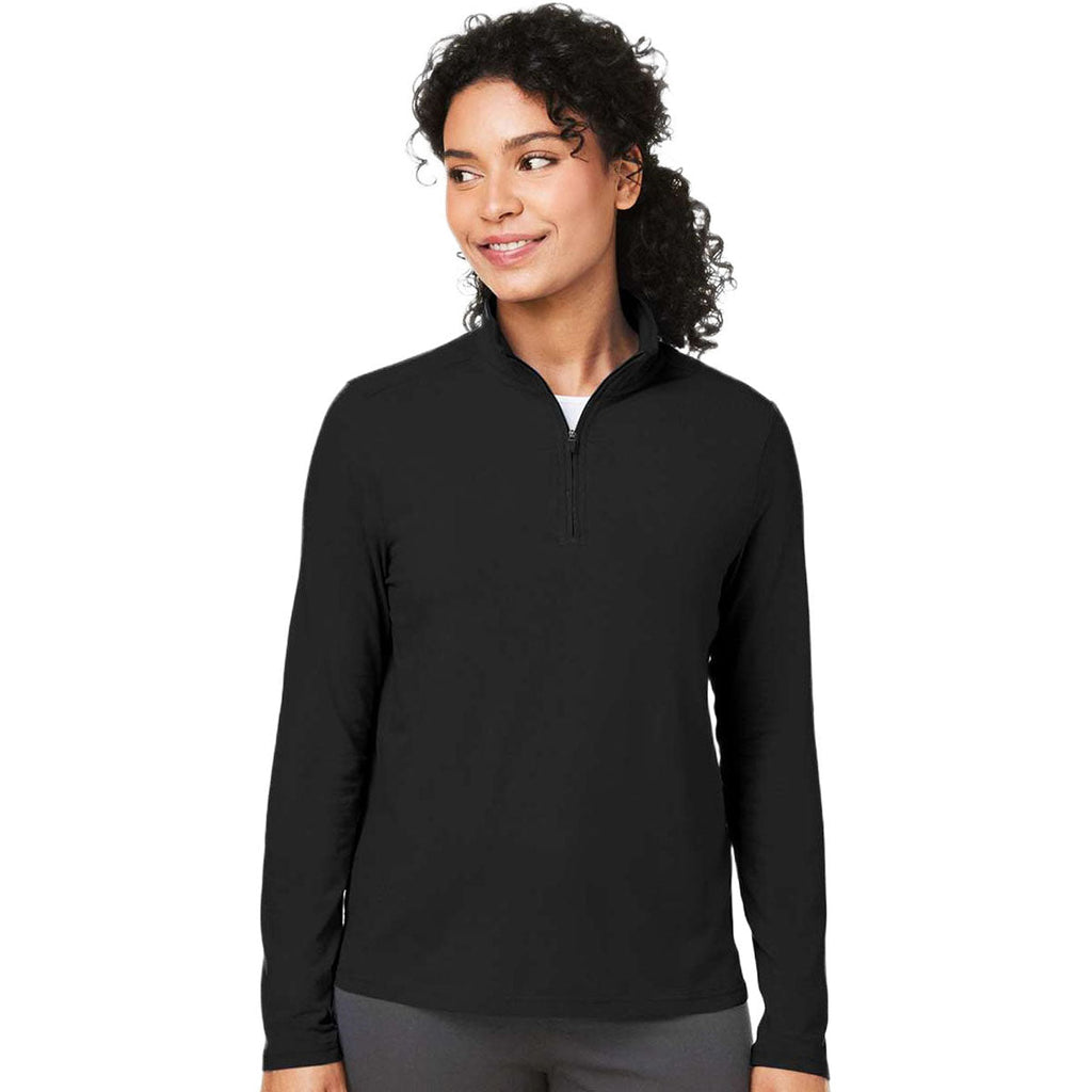 Devon & Jones Women's Black Raleigh Stretch Quarter-Zip Pullover